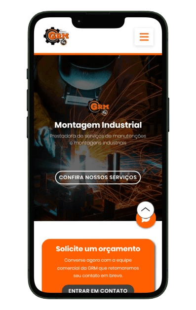 Site da GRM Montagem Industrial no mobile