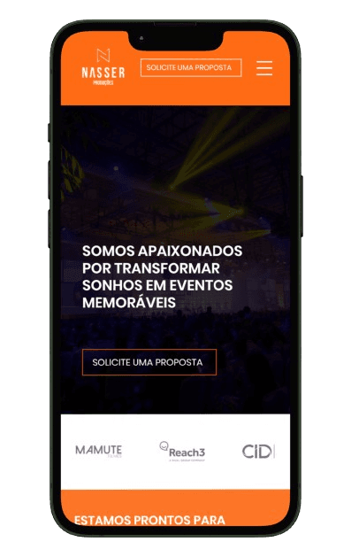 Site da Nasser Produções no mobile