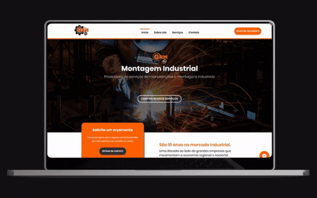 Rolagem do site da GRM Montagem Industrial no desktop